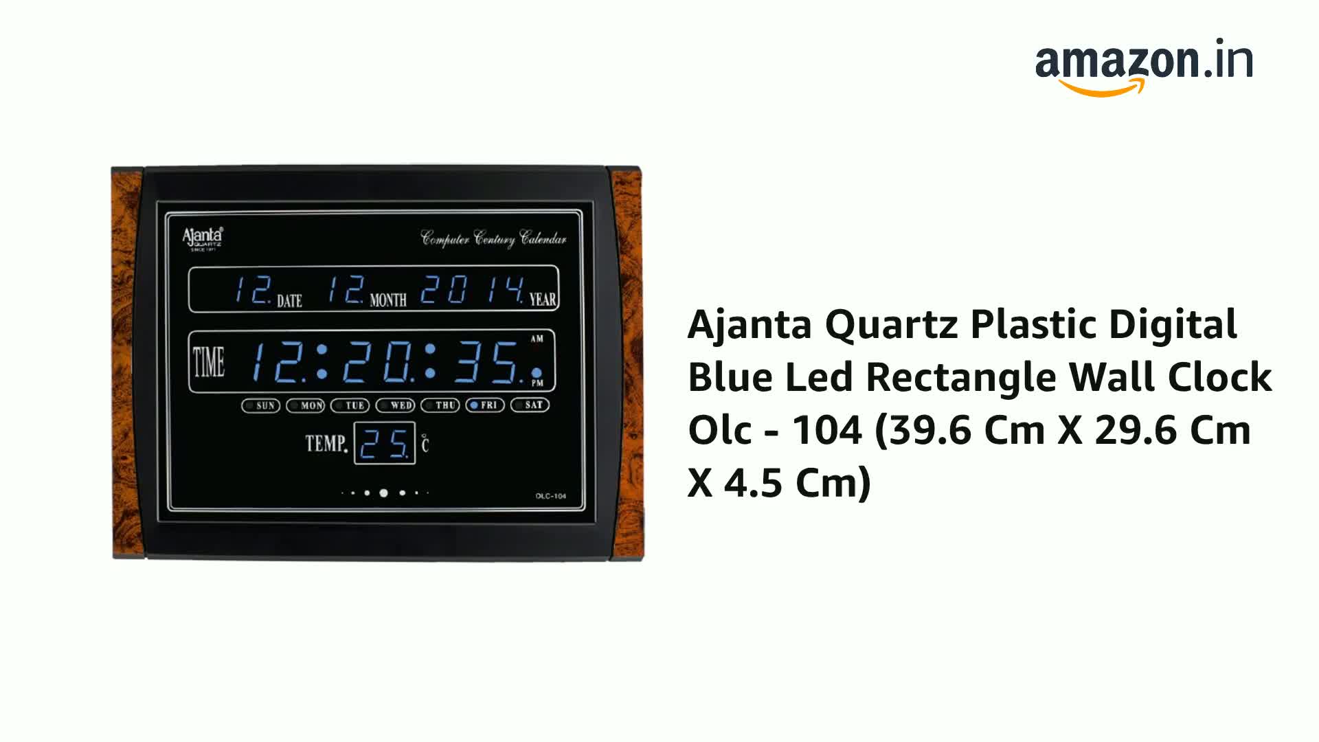 Buy Ajanta Quartz Plastic Digital Blue Led Rectangle Wall Clock
